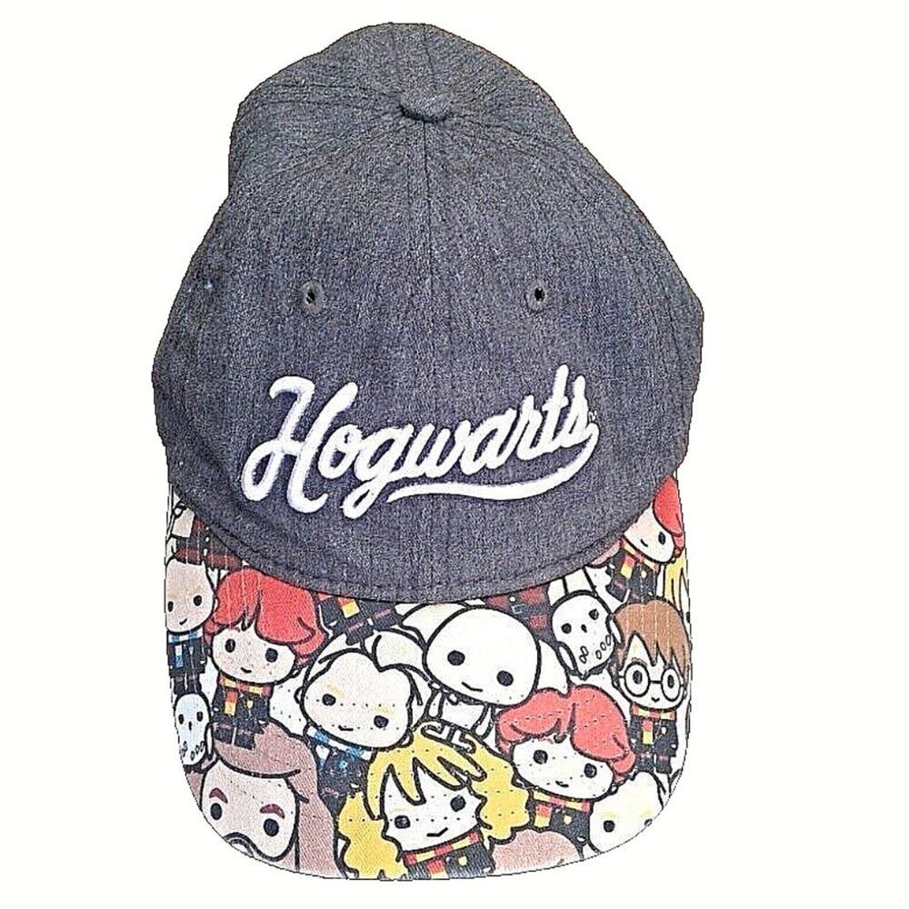 Harry Potter Hogwarts Chibi Strapback Hat/Cap OSFM Gray Characters on Bill